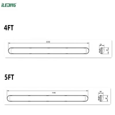 5000lm 36W 4FT Tri-Proof Shop Light 3500K/4000KK/5000K LED Dampfdicht für Industrie