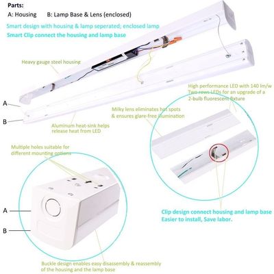 PC-Material 25W 3CCT 2FT LED-Battenleuchten für kommerzielle und industrielle Zwecke