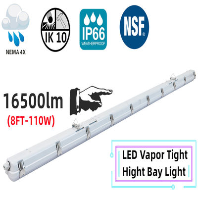 PC-Material 8FT 110W LED Dampfdichte Tri-Proof-Licht IP66 NEMA 4X für die Waschung von Landwagen